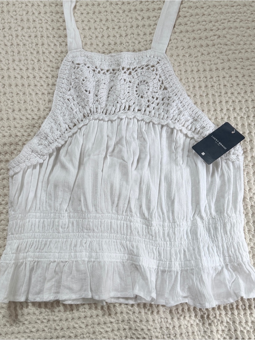 Lucky Brand White Crochet Halter Top - Picture 2 of 9